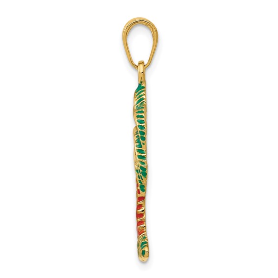 14k Enameled Palm Tree Pendant