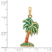 14K Yellow Gold Enameled Palm Tree Pendant view 3