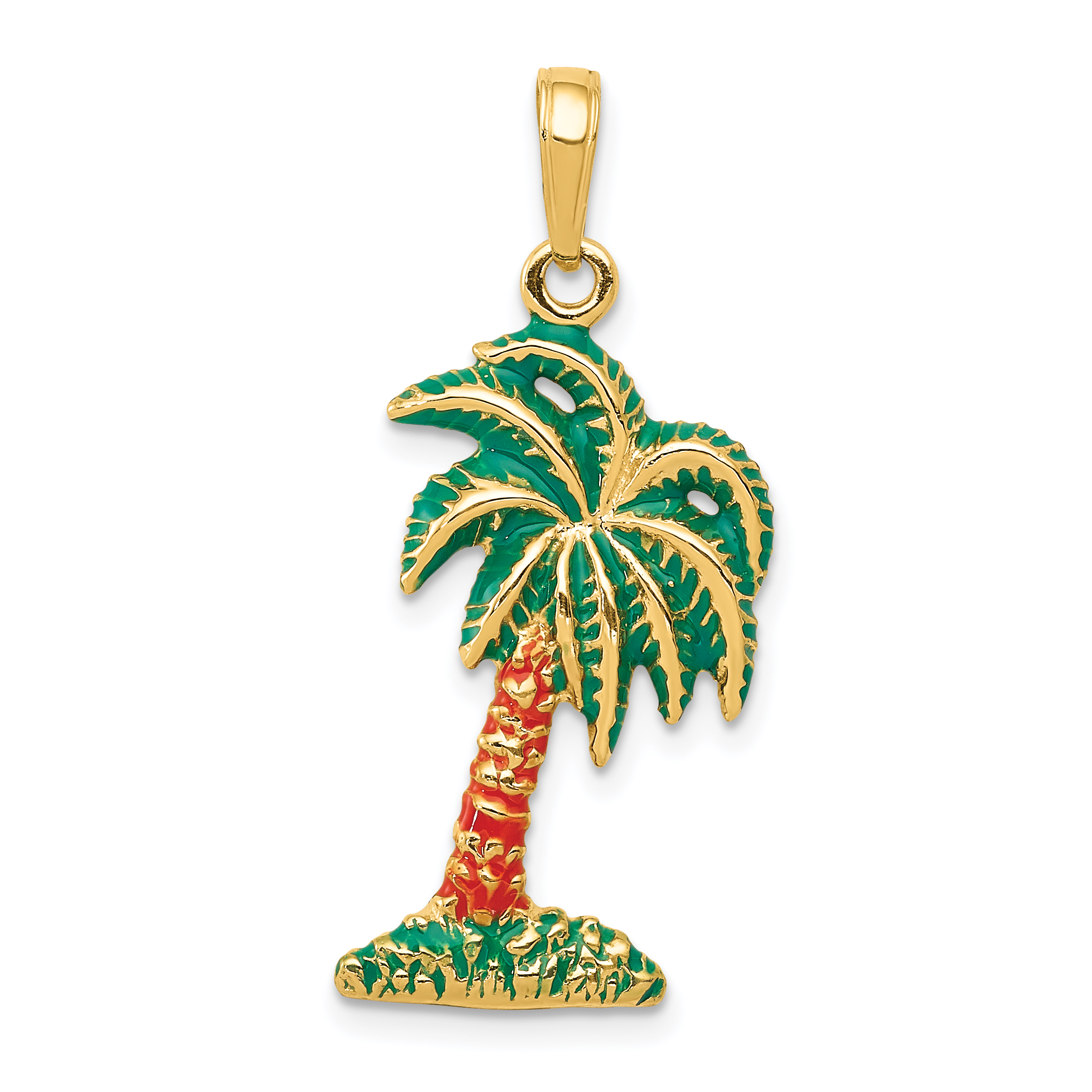 14k Enameled Palm Tree Pendant (K2897)