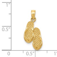 14K Yellow Gold 3-D Flip Flops Pendant view 4