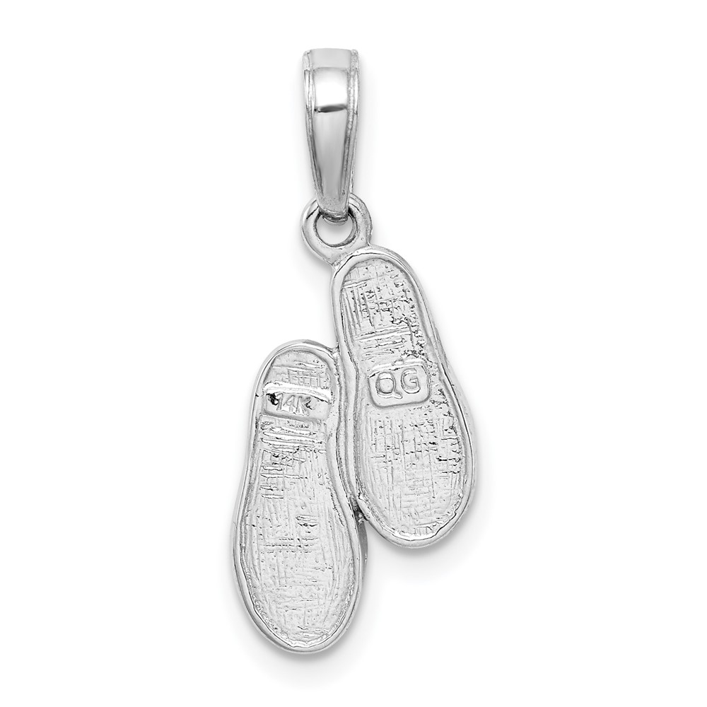 14k  3D White Gold Flip Flops Pendant (K2905W)