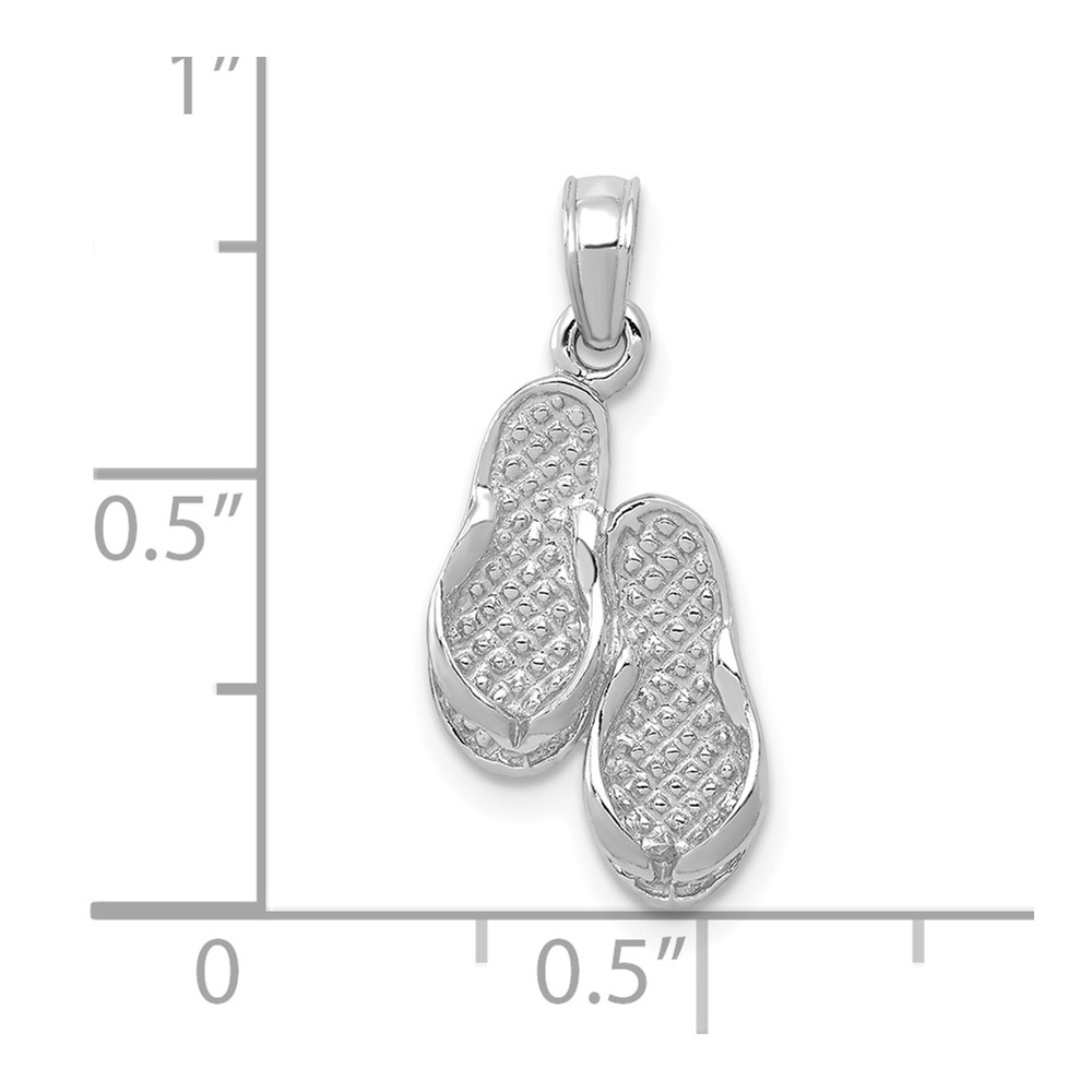 14k  3D White Gold Flip Flops Pendant (K2905W)