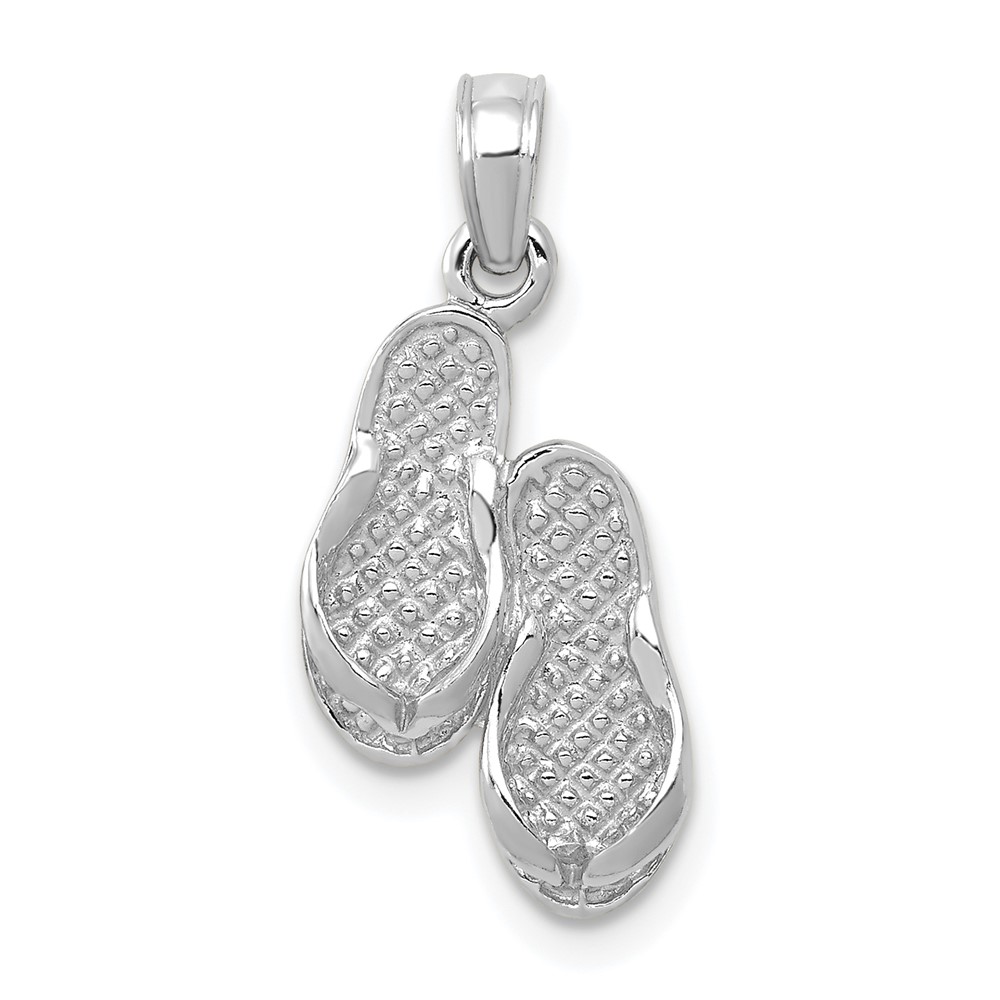 14k  3D White Gold Flip Flops Pendant (K2905W)