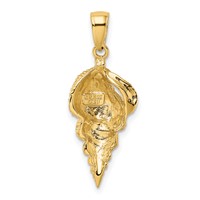14K Yellow Gold Conch Shell Pendant view 3