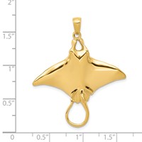 14K Yellow Gold Large Manta Ray Pendant view 4