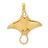 14K Yellow Gold Large Manta Ray Pendant view 1