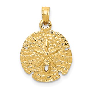 Gold Polished Sand Dollar Pendants