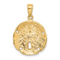 14K Yellow Gold Sand Dollar Pendant view 3