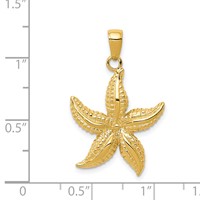 14K Yellow Gold Textured Starfish Pendant view 4