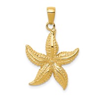 14K Yellow Gold Textured Starfish Pendant view 1