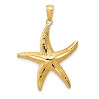 14K Yellow Gold Diamond-cut Starfish Pendant view 1
