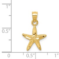 14K Yellow Gold Diamond-cut Starfish Pendant view 4