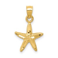 14K Yellow Gold Diamond-cut Starfish Pendant view 1