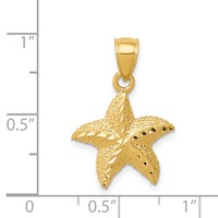 14K Yellow Gold Diamond-cut Starfish Pendant view 4