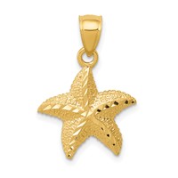 14K Yellow Gold Diamond-cut Starfish Pendant view 1