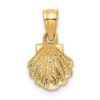 14K Yellow Gold Mini Scallop Shell Pendant view 3