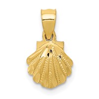 14K Yellow Gold Mini Scallop Shell Pendant view 1
