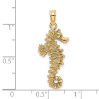 14K Yellow Gold 3-D Seahorse Pendant view 3