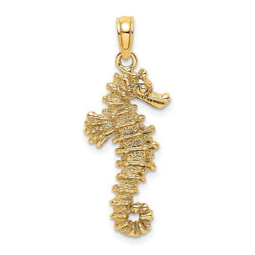 14k 3-D Seahorse Pendant