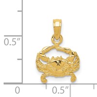 14K Yellow Gold Small Crab Pendant view 4