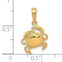 14K Yellow Gold Crab Pendant view 3