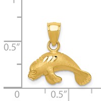 14K Yellow Gold Satin Diamond-cut Manatee Pendant view 3