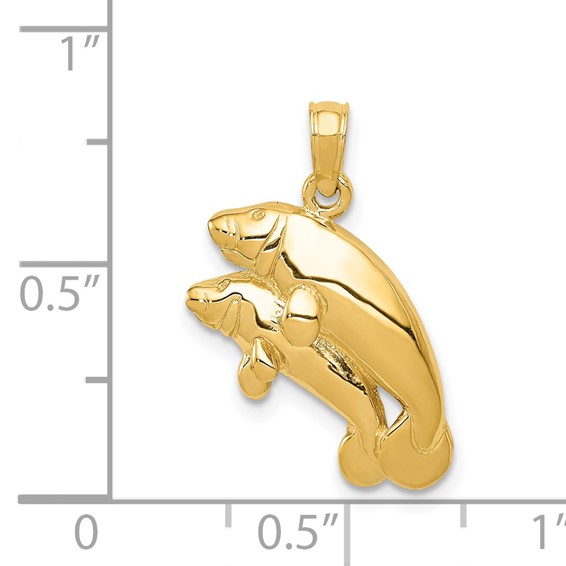 Gold Polished Manatee Pendants