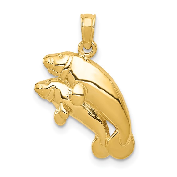 Gold Polished Manatee Pendants
