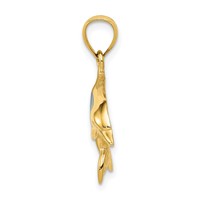 14K Yellow Gold Lab Created Opal Dolphin Pendant view 2
