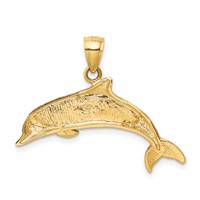 14K Yellow Gold Lab Created Opal Dolphin Pendant view 3