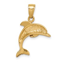 14K Yellow Gold Jumping Dolphin Pendant view 3