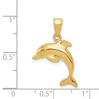 14K Yellow Gold Jumping Dolphin Pendant view 4
