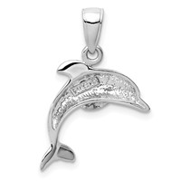 14K White Gold Jumping Dolphin Pendant view 3