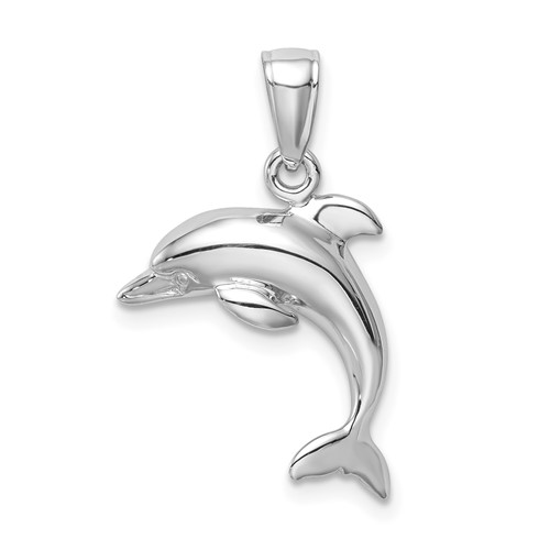 14k White Gold Jumping Dolphin Pendant