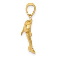 14K Yellow Gold Jumping Dolphin Pendant view 2