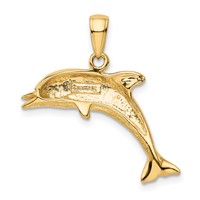 14K Yellow Gold Jumping Dolphin Pendant view 3