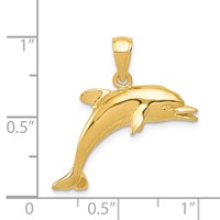 14K Yellow Gold Jumping Dolphin Pendant view 4