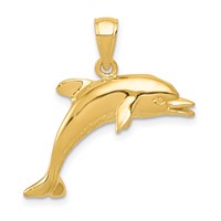 14K Yellow Gold Jumping Dolphin Pendant view 1