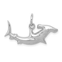 14K White Gold Hammerhead Shark Charm view 1