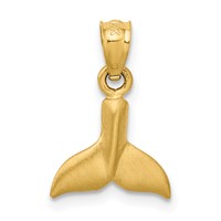 14K Yellow Gold 3-D Whale Tail Pendant view 3