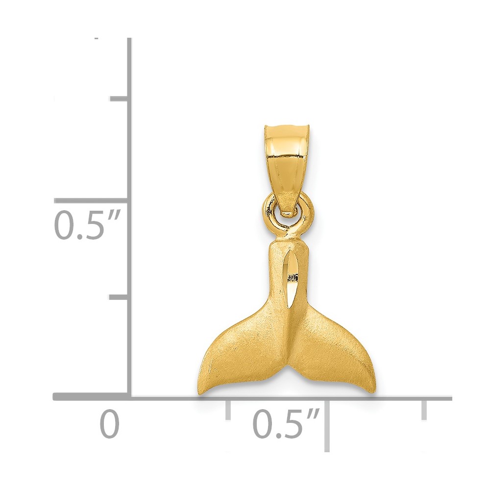 14K 3D Whale Tail Pendant (K3023)