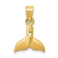 14K Yellow Gold 3-D Whale Tail Pendant view 1