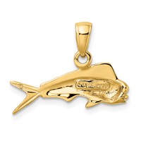 14K Yellow Gold Small Mahi Mahi Fish Pendant view 3