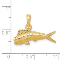 14K Yellow Gold Small Mahi Mahi Fish Pendant view 4