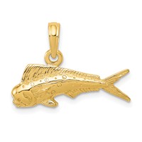 14K Yellow Gold Small Mahi Mahi Fish Pendant view 1