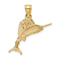 14K Yellow Gold Sailfish Pendant view 3