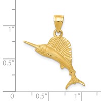 14K Yellow Gold Sailfish Pendant view 4