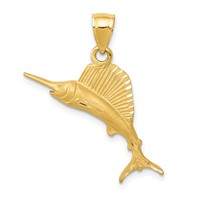 14K Yellow Gold Sailfish Pendant view 1