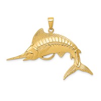 14K Yellow Gold Large Marlin Pendant view 1