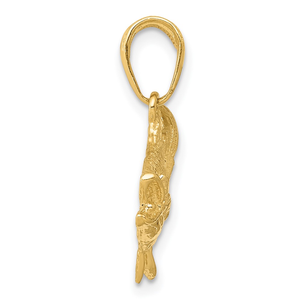 14k Open Mouthed Bass Fish Pendant (K3044)